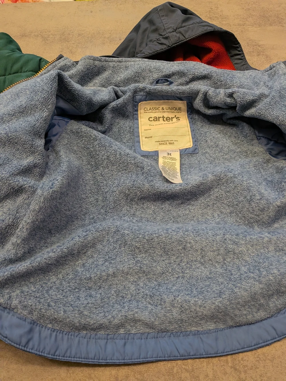 Nautica Teal Puffer Vest/Carter's Fleece Lined Jacket For Early/Mid Late fall